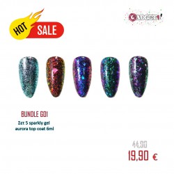 BUNDLE G01 | Σετ 5 sparkly gel aurora top coat 6ml