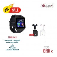 Combo A8 | Smartwatch – Bluetooth με Camera και SIM & ΔΩΡΟ τα Ασύρματα Ακουστικά Bluetooth