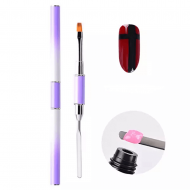 Πινέλο Acrygel Διπλό με σπάτουλα Μωβ