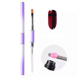 Πινέλο Acrygel Διπλό με σπάτουλα Μωβ