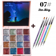 QBD Παλέτα 16 Χρωμάτων Gel Soak Off UV LED + 5 Πινέλα nail art ΔΩΡΟ