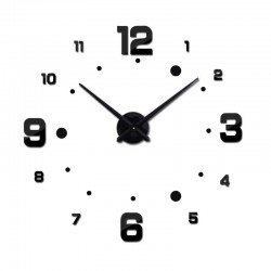 Αυτοκόλλητο Ρολόι Τοίχου DIY 70-120εκ. Μαύρο με Αριθμούς και Βούλες