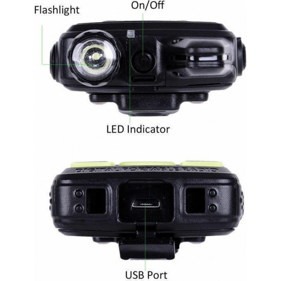 Baofeng BF-T1 Ασύρματος Πομποδέκτης PMR 1.5W με Μονόχρωμη Οθόνη  Σετ 2 τμχ