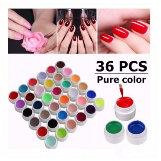 Bundle 62 | Nail Painting Color Gel 8ml Σετ 36 τεμάχια & Nail art πινέλα 3τμχ & ΔΩΡΟ Ηλεκτρονικό Ρολόι - EZRA