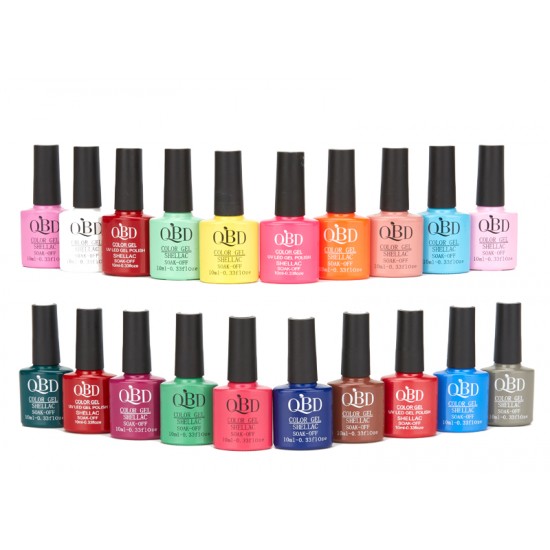 OFFER| 20 ημιμόνιμα βερνίκια νυχιών 10ml qbd gel polish + δώρο 1 top coat + 1 base coat