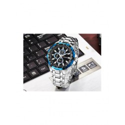 Curren 8023 Ρολόι Χρονογράφος Μπαταρίας με Μεταλλικό Μπρασελέ Silver / Blueblack