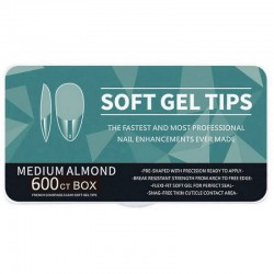 600 Medium Almond Soft Gel Tips 11 Sizes