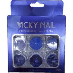 VICKY NAIL GLITTER ΣΚΟΝΗ ΓΙΑ ΝΥΧΙΑ BLUE ROYAL ΣΕΤ 6 ΤΕΜΑΧΙΩΝ