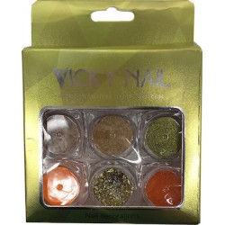 VICKY NAIL GLITTER ΣΚΟΝΗ ΓΙΑ ΝΥΧΙΑ MULTI COLOR ΣΕΤ 6 ΤΕΜΑΧΙΩΝ