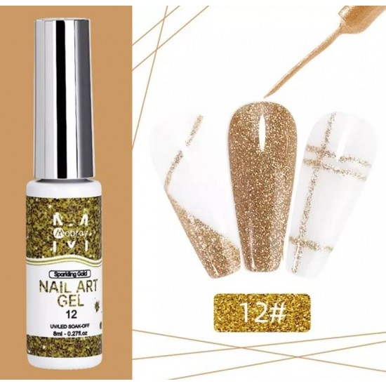 Mobray 12 Χρώματα Nail Art Gel Για Λεπτές Γραμμές Και Εύκολη Δημιουργία Γαλλικού