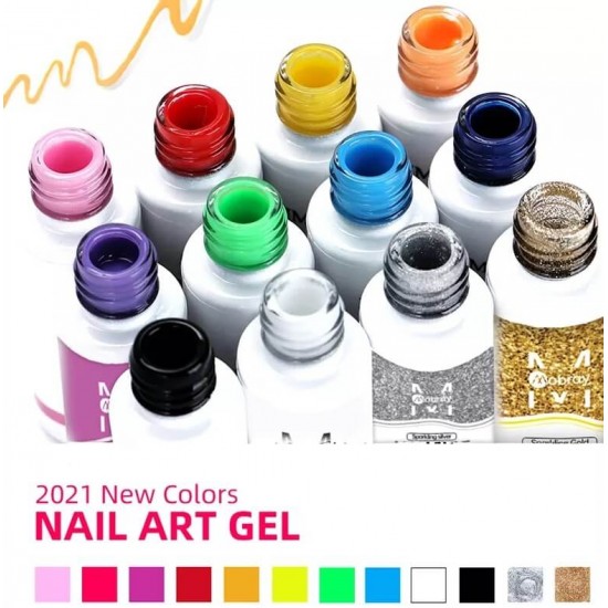 Mobray 12 Χρώματα Nail Art Gel Για Λεπτές Γραμμές Και Εύκολη Δημιουργία Γαλλικού
