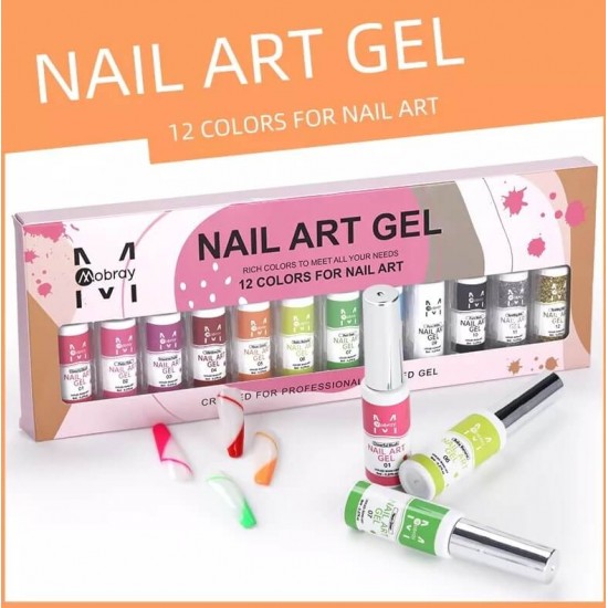 Mobray 12 Χρώματα Nail Art Gel Για Λεπτές Γραμμές Και Εύκολη Δημιουργία Γαλλικού