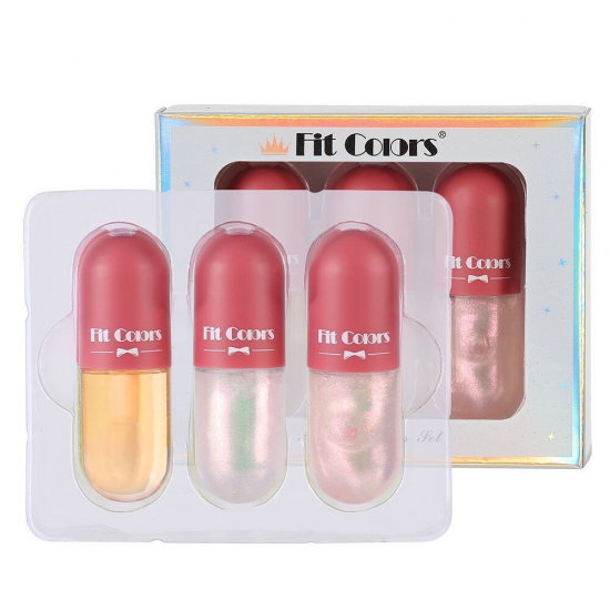 Lip Gloss 3 set Fit Colors Crystal Jelly