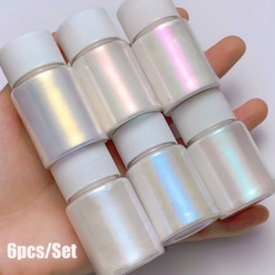  Aurora Nail Powder Pearl Glitter Pigment 6Boxes/Set