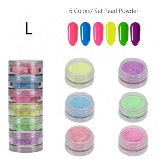 Σκόνες Νυχιών Pearl Powder L 6 τεμ