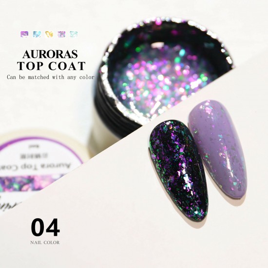 BUNDLE G01 | Σετ 5 sparkly gel aurora top coat 6ml