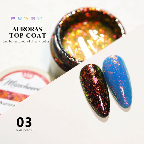 BUNDLE G01 | Σετ 5 sparkly gel aurora top coat 6ml