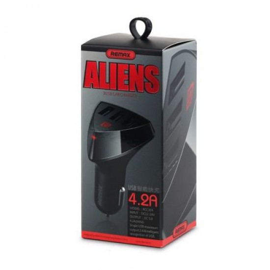 REMAX ALIEN RCC-340 UNIVERSAL CAR CHARGER 4.2A 3XUSB BLACK