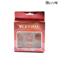 VICKY NAIL GLITTER ΣΚΟΝΗ ΓΙΑ ΝΥΧΙΑ RED ROYAL ΣΕΤ 6 ΤΕΜΑΧΙΩΝ