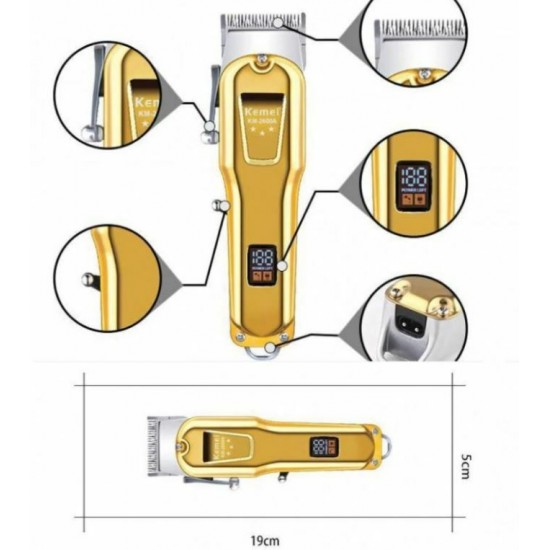 Kemei Επαγγελματική Επαναφορτιζόμενη Κουρευτική Μηχανή Χρυσή KM-2600A