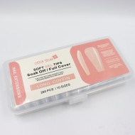 240 Soft Gel Tips Long Coffin Clear Soak Off 