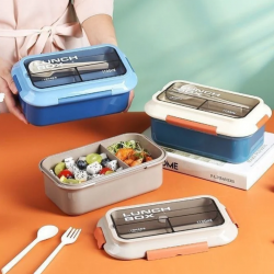 Lunch box με κουτάλι και πιρούνι δύο χώρων 1.100 ml