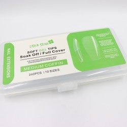 240 Soft Gel Tips Medium Coffin Clear Soak Off 