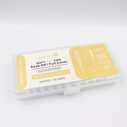 240 Soft Gel Tips Medium Stiletto Clear Soak Off 