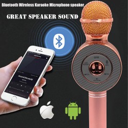 Ασύρματο Bluetooth Mικρόφωνο KARAOKE Hχείο Mp3 Player WSTER - Disco Light Microphone 1920-01