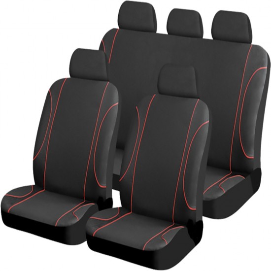 Καλύμματα Καθισμάτων Αυτοκινήτου Black Red Jazz 9τμχ AM-KALF24