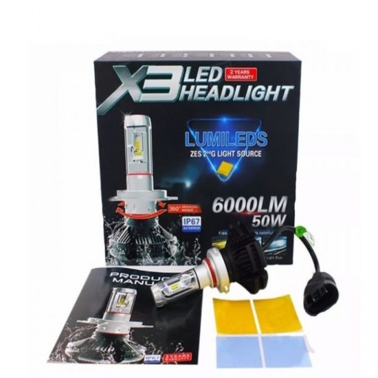 LED Λάμπες ZES (Philips) X3 LED 50W 6000LM H3 AM-LED527