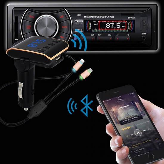 Q10 Car Mp3 Player Αυτοκινήτου με Bluetooth και 2 καλώδια φόρτισης Android/Iphone AM-Q10V4
