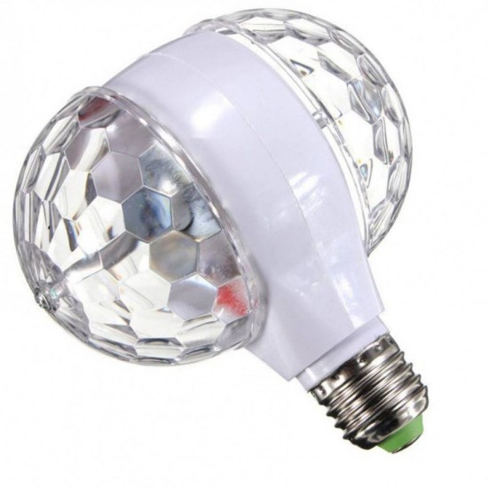 GLISTENY E27 B22 3W DOUBLE HEADED-LED BALL STAGE RGB LIGHT ROTATING LAMP KTV PARTY FO-E270126