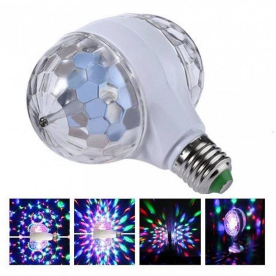 GLISTENY E27 B22 3W DOUBLE HEADED-LED BALL STAGE RGB LIGHT ROTATING LAMP KTV PARTY FO-E270126