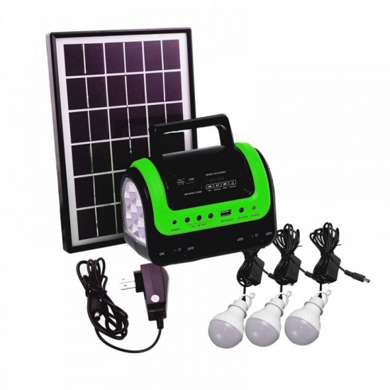 ΗΛΙΑΚΟ ΣΥΣΤΗΜΑ ΦΟΡΗΤΟ 5W 9V HOME SOLAR LIGHTING SYSTEM WITH 3 BULBS RADIO MP3 HL-SRE-0509A