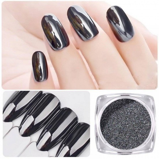 METALLIC NAIL POWDER ANTHRACITE - ΣΚΟΝΗ GLITTER ΓΙΑ ΜΕΤΑΛΛΙΚΗ ΟΨΗ ΣΤΑ ΝΥΧΙΑ ΟΕΜ NY-MET01