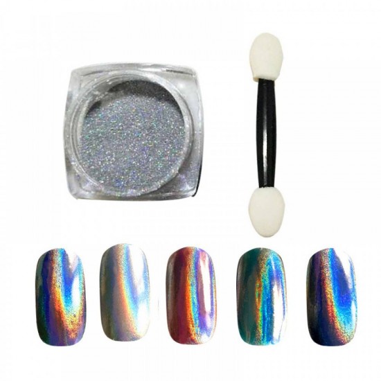 METALLIC NAIL POWDER SILVER - ΣΚΟΝΗ GLITTER ΓΙΑ ΜΕΤΑΛΛΙΚΗ ΟΨΗ ΣΤΑ ΝΥΧΙΑ ΟΕΜ NY-MET02