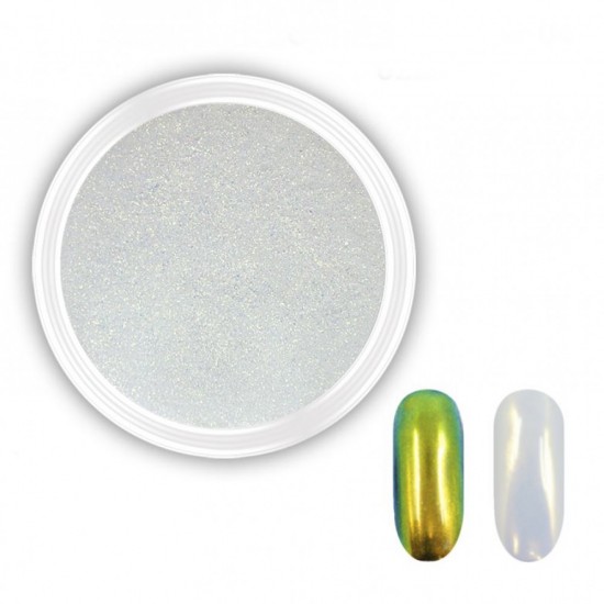 METALLIC NAIL POWDER WHITE PERLE- ΣΚΟΝΗ GLITTER ΓΙΑ ΜΕΤΑΛΛΙΚΗ ΟΨΗ ΣΤΑ ΝΥΧΙΑ ΟΕΜ NY-MET05