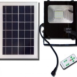 ΗΛΙΑΚΟΣ ΠΡΟΒΟΛΕΑΣ SLIM SOLAR 20W ΑΔΙΑΒΡΟΧΟΣ IP65 ΜΕ ΤΗΛΕΚΟΝΤΡΟΛ PR-WW1745