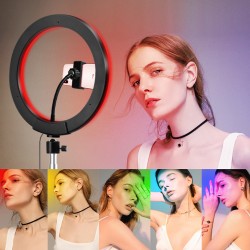 Ring Light Led Χρωματιστό Φωτογραφικό Φωτιστικό led δαχτυλίδι 26cm dimmer και τρίποδο με επιλογή RGB χρωμάτων – Usb led ring light