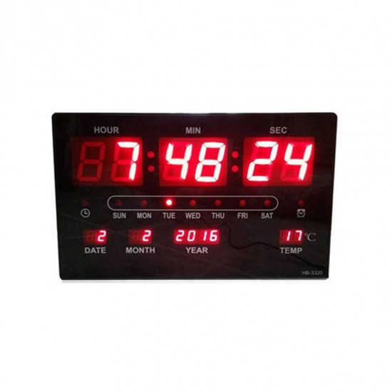 Ψηφιακό Ρολόι Πινακίδα 33 x 20 x 3 cm - Θερμόμετρο - Ημερολόγιο Με Led SS-G2098