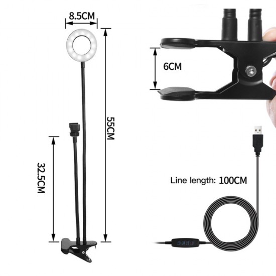 Photo Studio Selfie LED Ring Light with Cell Phone Mobile Holder for iPhone Android