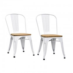 Σετ Μεταλλικές Καρέκλες με Ξύλινο Κάθισμα 84 x 48 x 45 cm 2 τμχ Hoppline HOP1001226-1