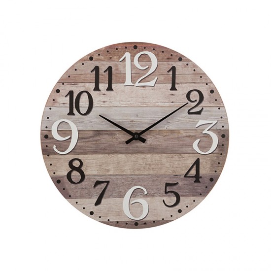 Ξύλινο Ρολόι Τοίχου 38 x 5.5 cm Χρώματος Καφέ Ανοιχτό Atmosphera 158120-Wood