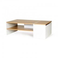 Τραπέζι Σαλονιού με Μπαούλο 110 x 60 x 36 cm Χρώματος Καφέ Ανοιχτό - Λευκό Zoe Idomya 30087227