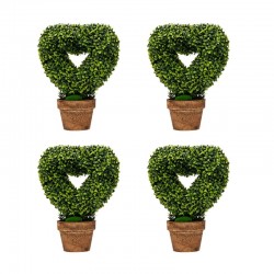 Σετ Τεχνητά Φυτά σε Σχήμα Καρδιάς με Χάρτινες Γλάστρες 30 x 30 x 37 cm 4 τμχ Costway HZ10095GN-4