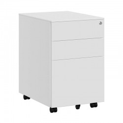 Τροχήλατη Μεταλλική Συρταριέρα Γραφείου με 3 Συρτάρια 52 x 39 x 60 cm Χρώματος Λευκό Songmics OFC60WT