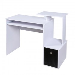 Ξύλινο Γραφείο Υπολογιστή με Υφασμάτινο Καλάθι 100 x 40 x 86.6 cm Χρώματος Λευκό Bakaji 02839505