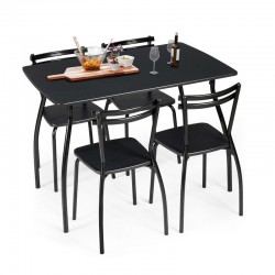 Σετ Τραπεζαρίας με Μεταλλικό Ορθογώνιο Τραπέζι 107 x 70 x 76 cm και 4 Καρέκλες Costway HW66273