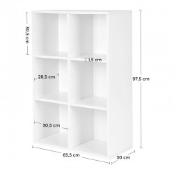 Ξύλινη Βιβλιοθήκη με 6 Ράφια 65.5 x 30 x 97.5 cm Χρώματος Λευκό VASAGLE LBC203D